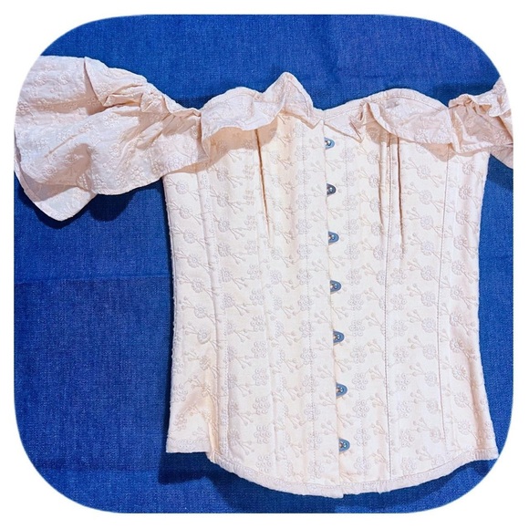 Corset Story Off White Ruffled Off-Shoulder Eyelet Lace Corset Top Sz 12uk - Picture 2 of 7
